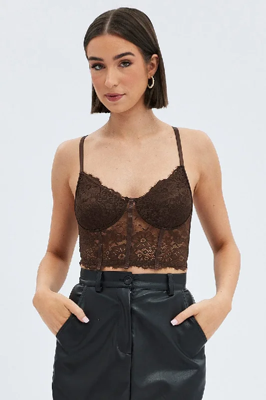 Brown Lace Corset Top