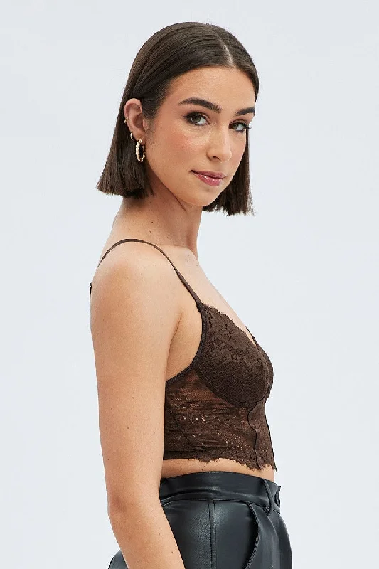 Brown Lace Corset Top