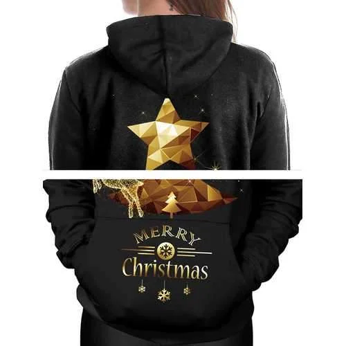 Plus Size Casual Women Christmas Tree Hooded Swearshirts