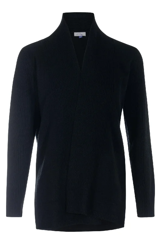 Luxe Knitwear edge to edge Cardigan | Black | 7337ZZ