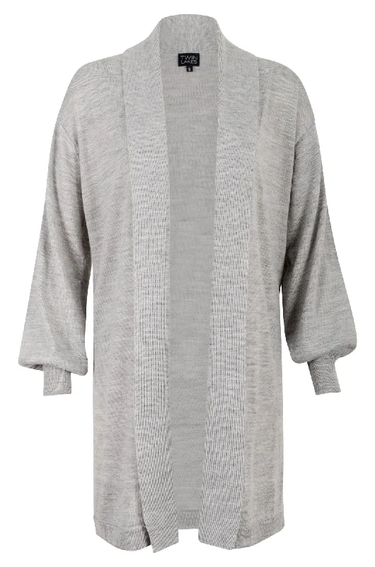 Merino Blend long line Cardigan | GREY MARLE | 0817ZZ