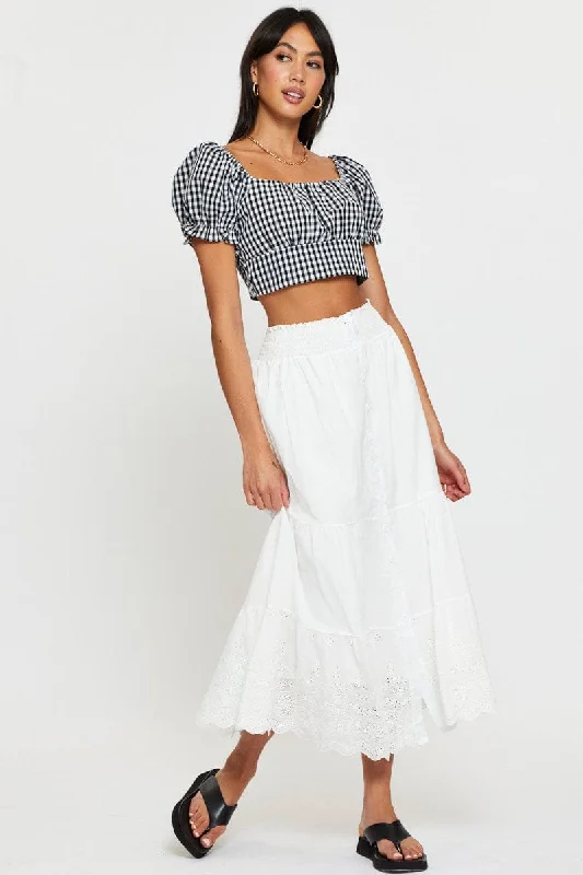 Check Crop Top Short Sleeve