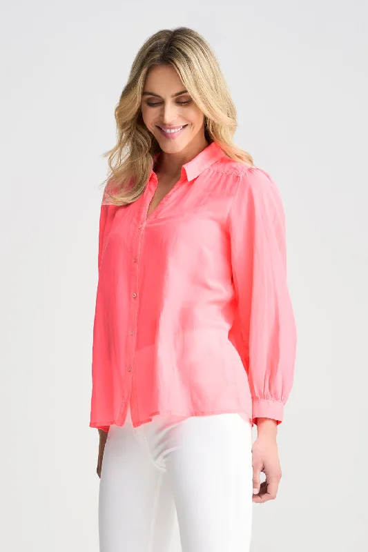 Cotton Silk Blouson Shirt