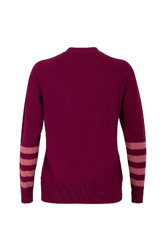 Contrast stripe round neck Jersey | BERRY/ROSE | 7322ZR