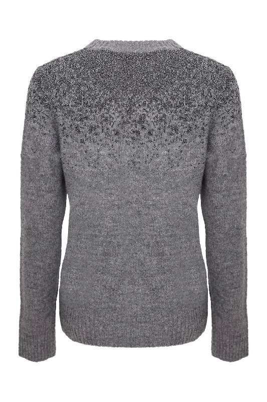 Crew Neck Jersey with Lurex thread | Charcoal/Platinum | 6968ZR