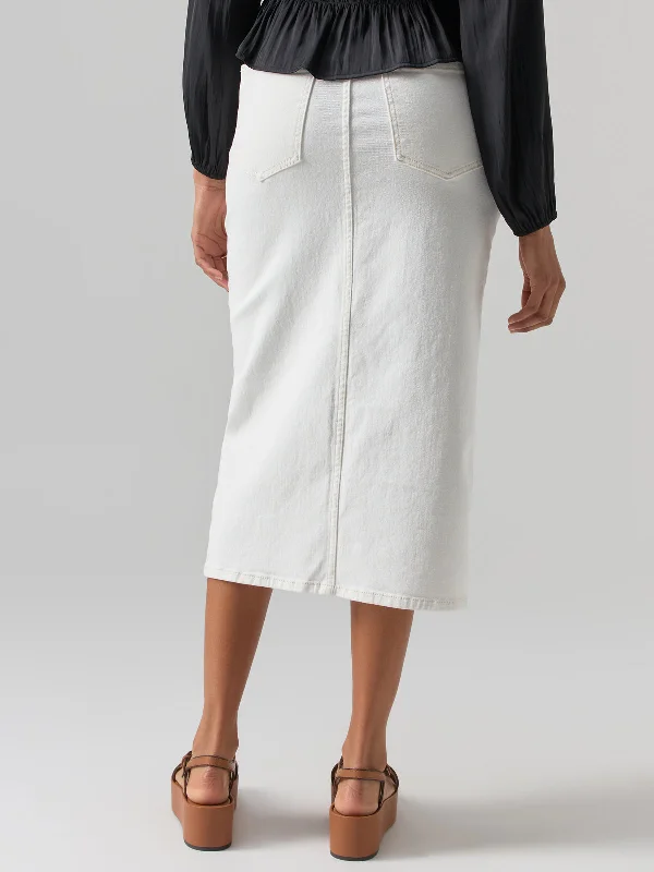 Denim Midi Skirt Chalk