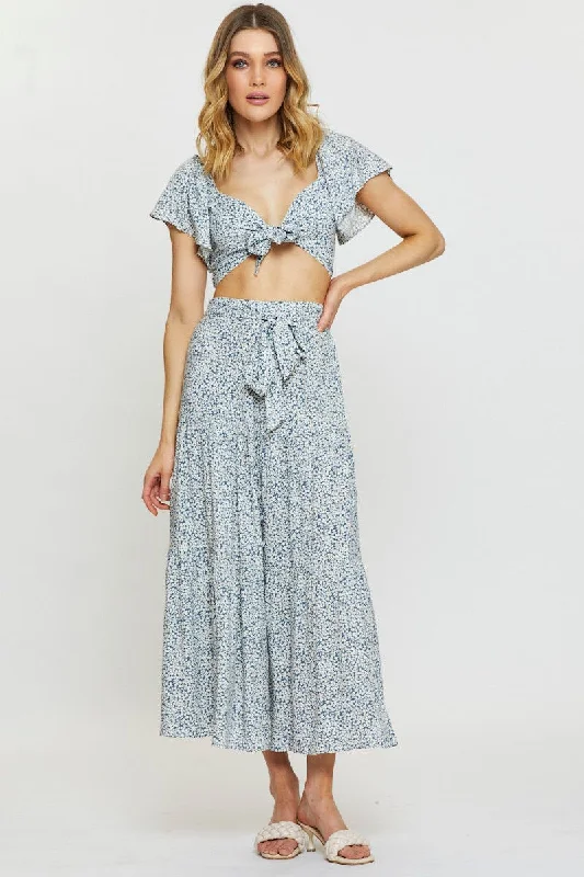 Ditsy Print Crop Top Short Sleeve