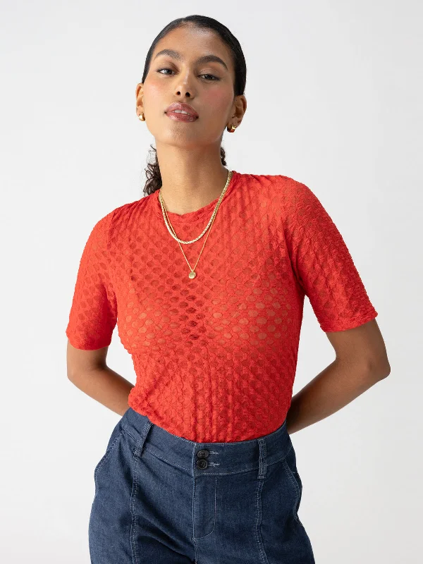 Geo Mesh Tee Cherry Red