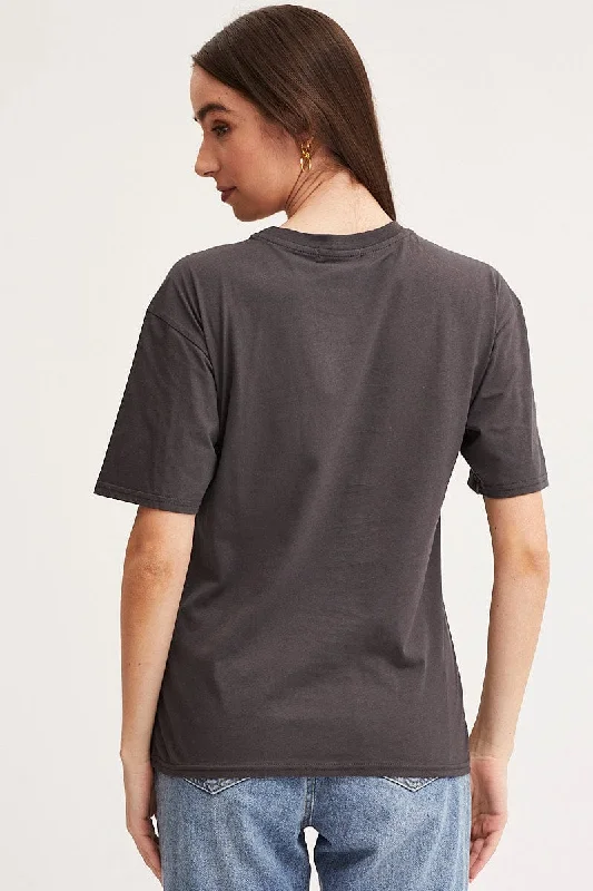 Grey Graphic T Shirt Short Sleeve