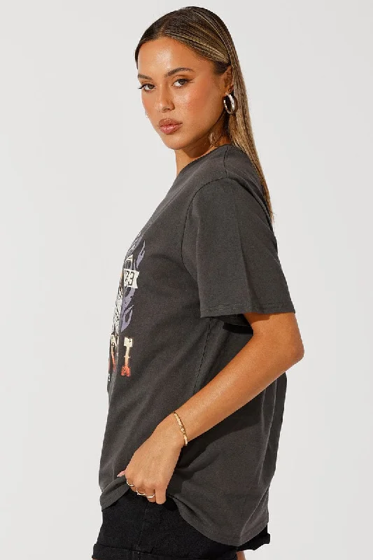 Grey Graphic Tee Short Sleeve