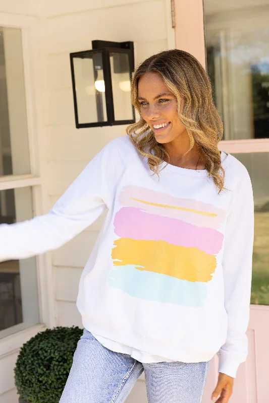 Jovie The Label Goldie Sweater White Multi Paint Stripes