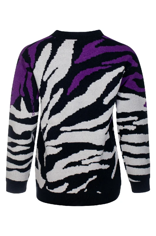 Abstract Animal print Jumper | Blk Purple Parchmnt | 6971ZZ