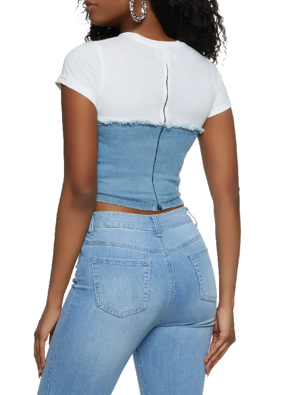 Lace Up Denim Corset Tee