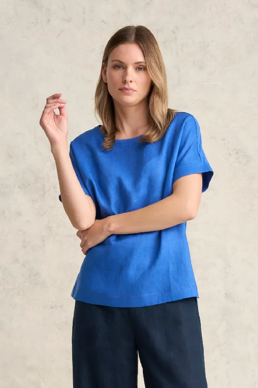 Linen Mix Top - Indigo Blue