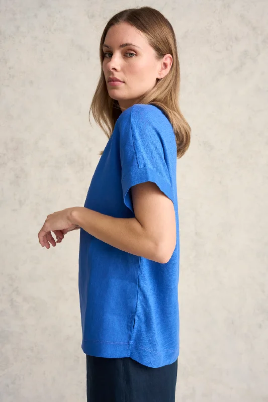 Linen Mix Top - Indigo Blue