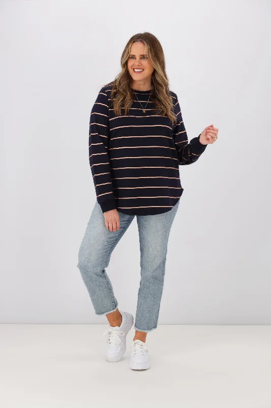 Little White Lie Betty Copper Stripe Crew Navy