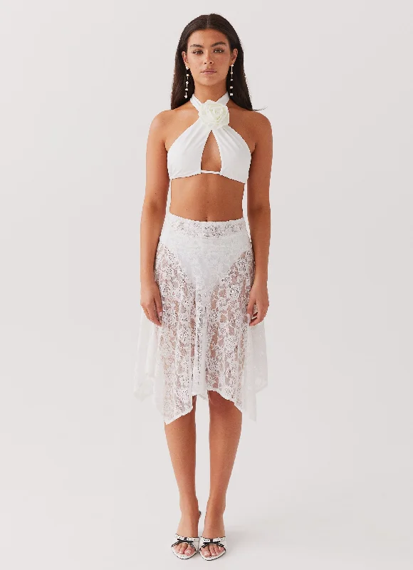 Lori Crossover Crop Top - White