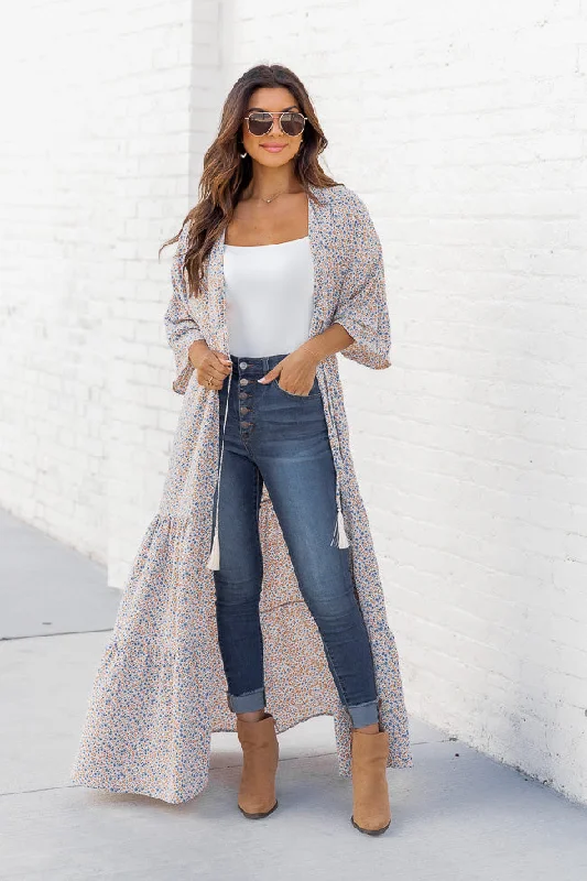 On Your Own Multicolored Floral Kimono