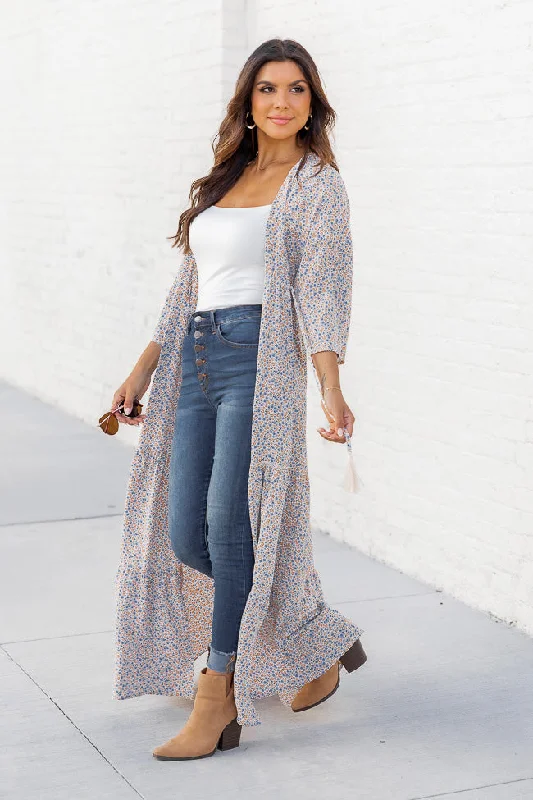 On Your Own Multicolored Floral Kimono