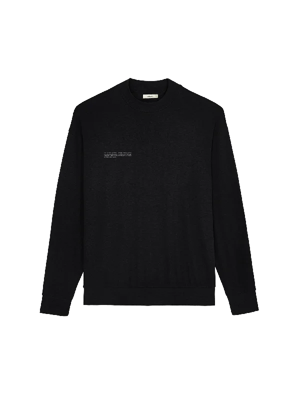 Men's Seaweed Lyocell Fine Knit Top—Black