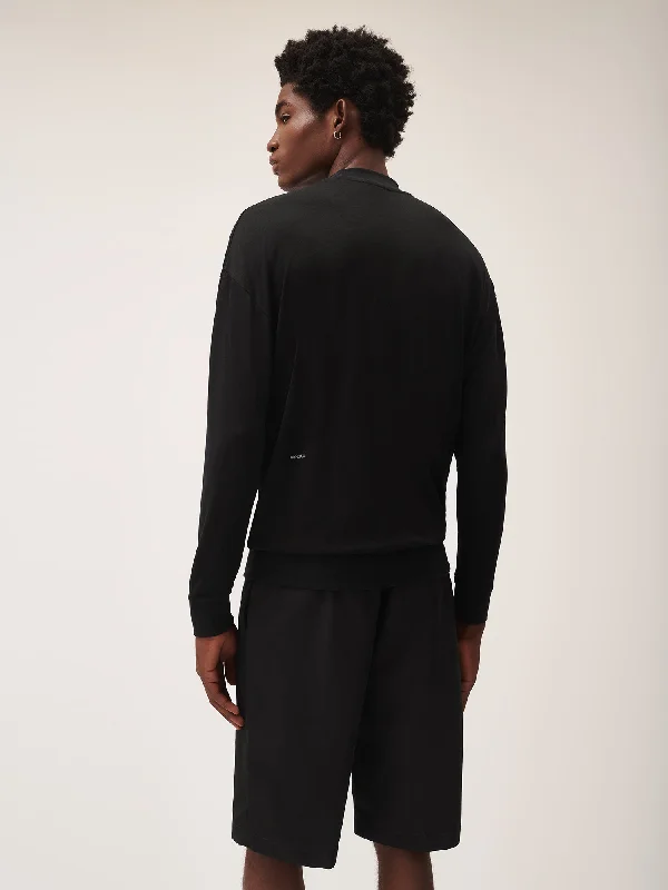 Men's Seaweed Lyocell Fine Knit Top—Black