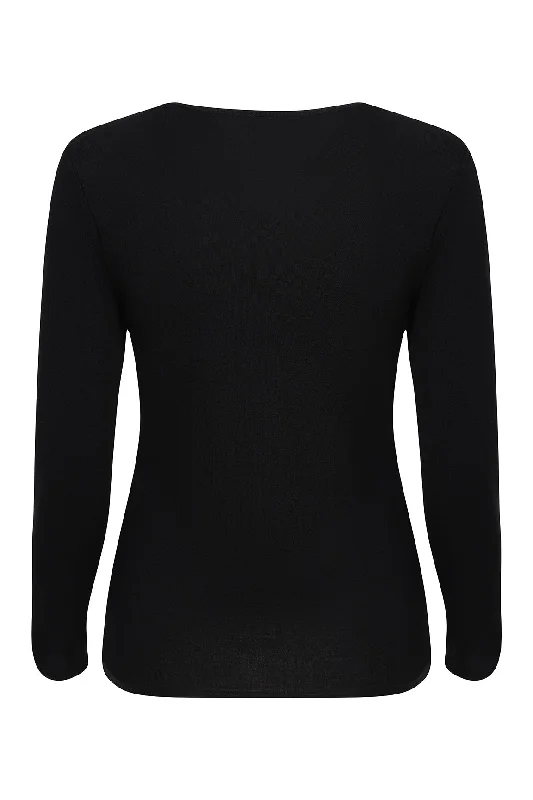 Merino Blend round neck Top | BLACK | 6393ZR