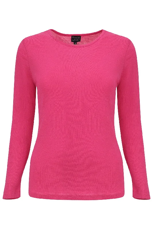 Merino Blend round neck Top | CERISE | 6393ZR