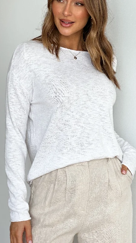 Nellie Long Sleeve Top - White