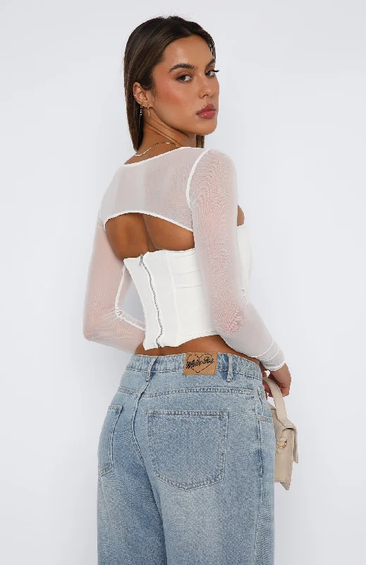 Notice Me Long Sleeve Bustier White