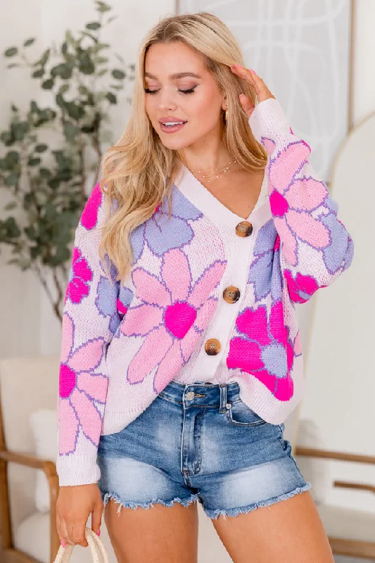 One Last Chance Pink And Purple Floral Cardigan