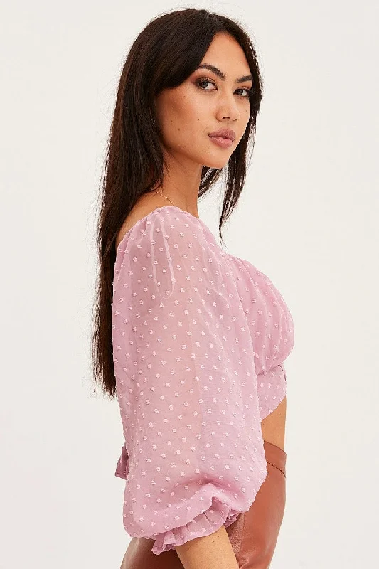 Pink Crop Top Long Sleeve