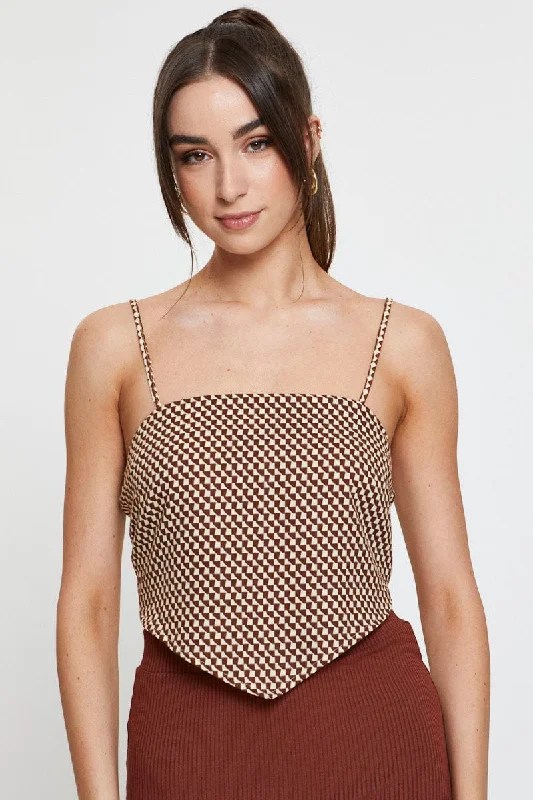 Print Halter Top Sleeveless Crop