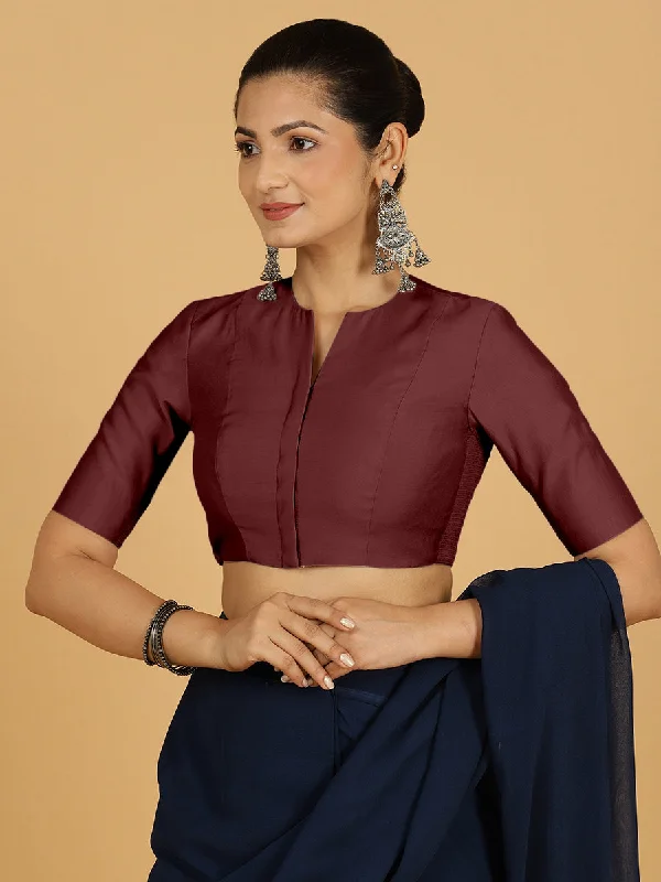 Simar x Rozaana |  Saree Blouse in Deep Maroon