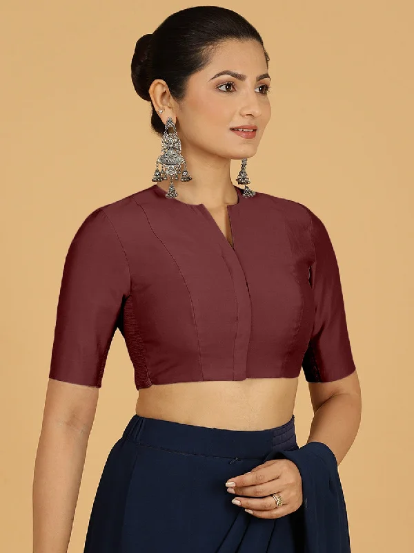 Simar x Rozaana |  Saree Blouse in Deep Maroon