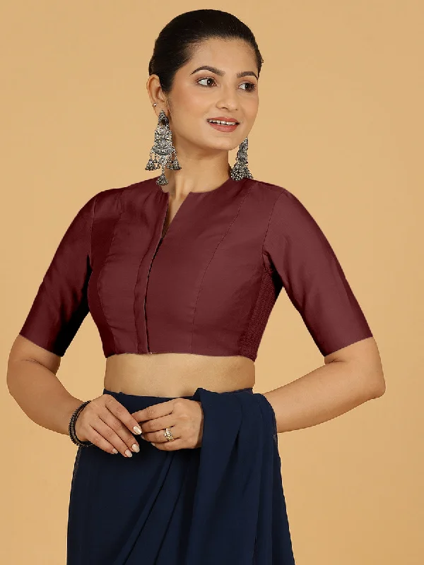 Simar x Rozaana |  Saree Blouse in Deep Maroon