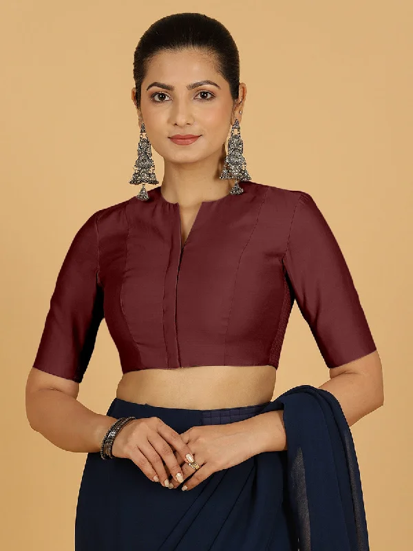 Simar x Rozaana |  Saree Blouse in Deep Maroon