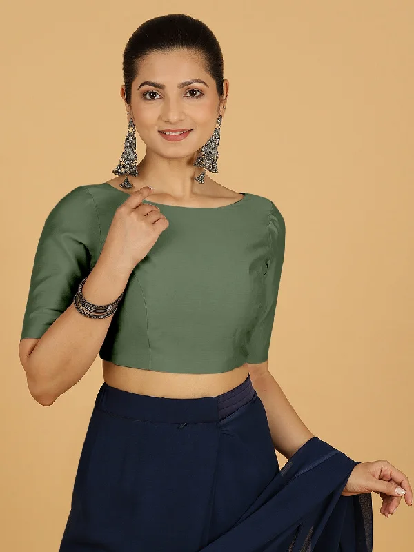 Trisha x Rozaana |  Saree Blouse in Hunter Green