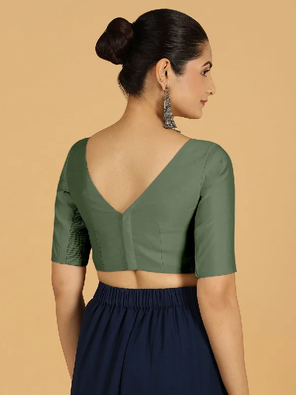 Trisha x Rozaana |  Saree Blouse in Hunter Green