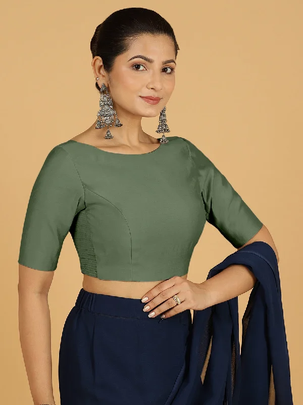 Trisha x Rozaana |  Saree Blouse in Hunter Green