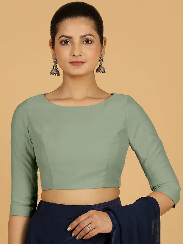 Tamanna x Rozaana | Three Quarter Sleeves Saree Blouse in Mint Green