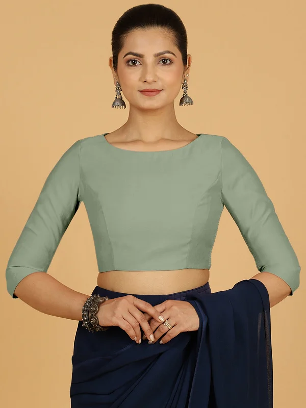 Tamanna x Rozaana | Three Quarter Sleeves Saree Blouse in Mint Green