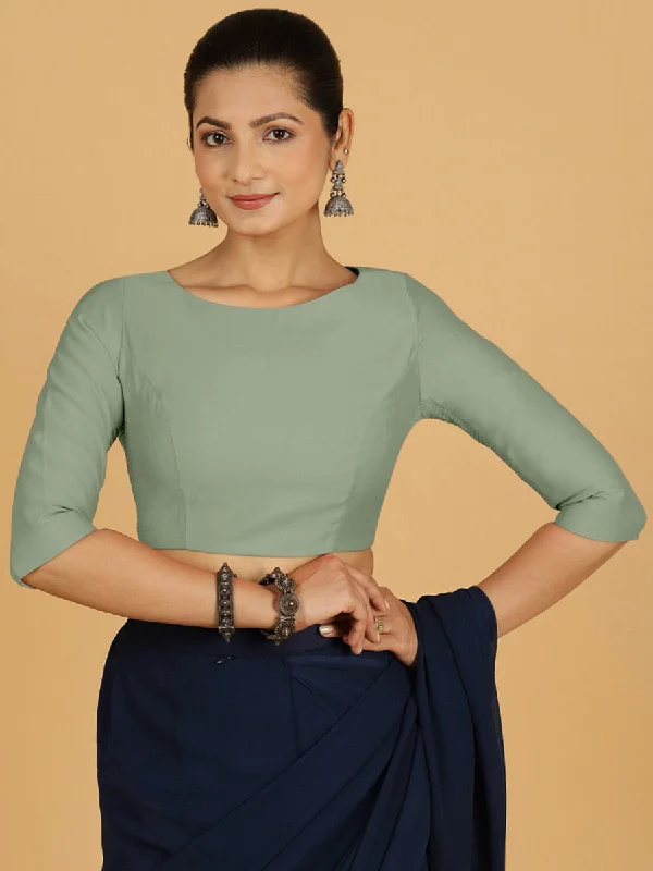 Tamanna x Rozaana | Three Quarter Sleeves Saree Blouse in Mint Green