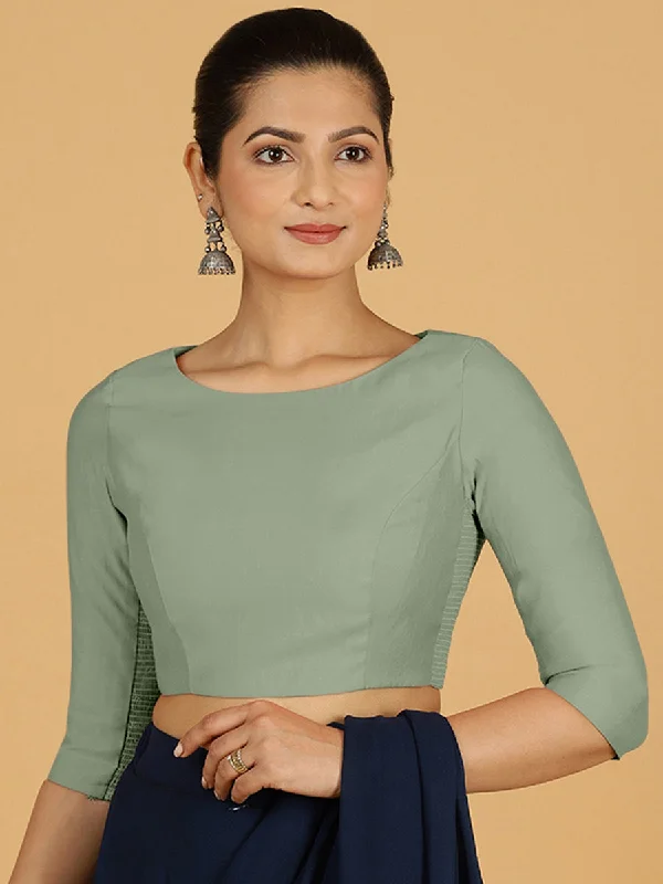 Tamanna x Rozaana | Three Quarter Sleeves Saree Blouse in Mint Green