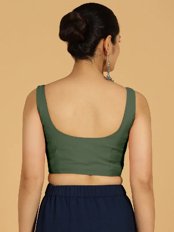 Nirma x Rozaana |  Saree Blouse in Pine Green