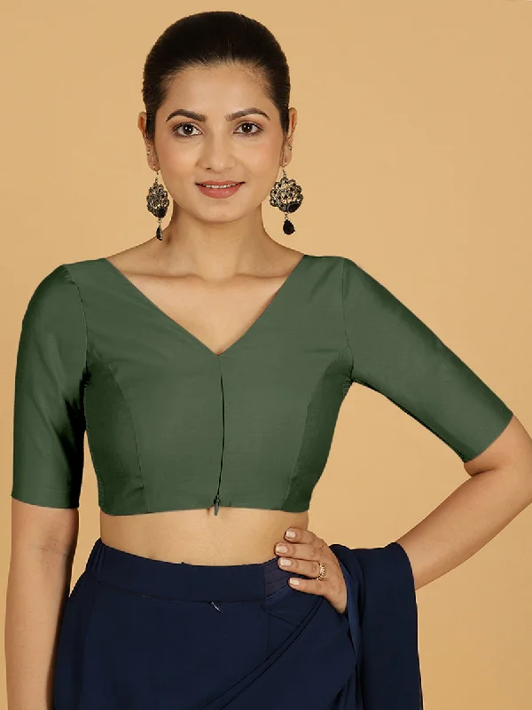 Vedika x Rozaana |  Saree Blouse in Pine Green