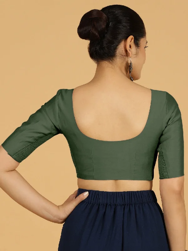 Vedika x Rozaana |  Saree Blouse in Pine Green