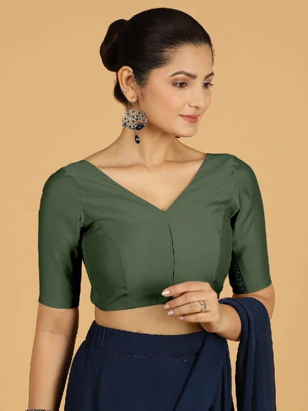 Vedika x Rozaana |  Saree Blouse in Pine Green