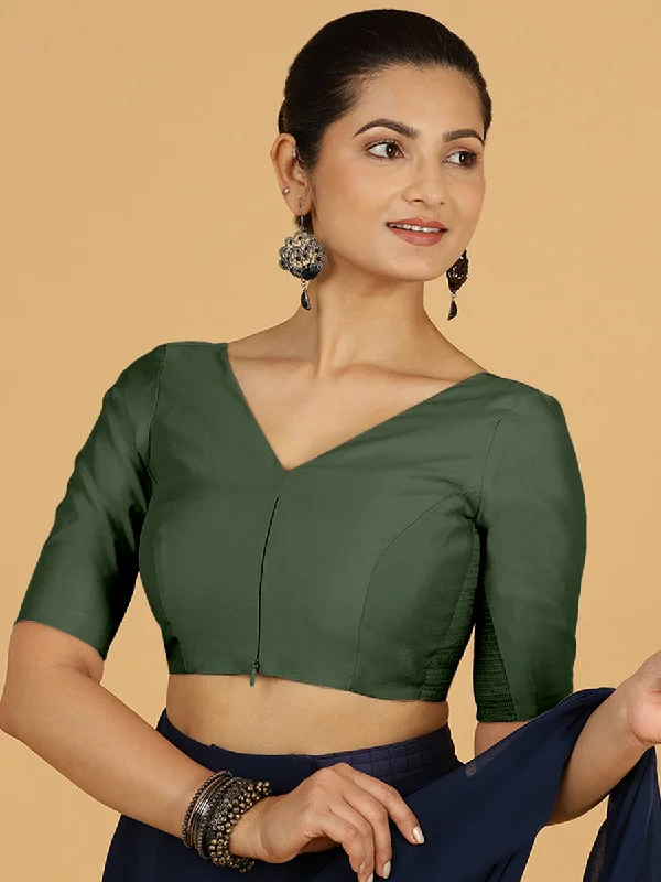 Vedika x Rozaana |  Saree Blouse in Pine Green