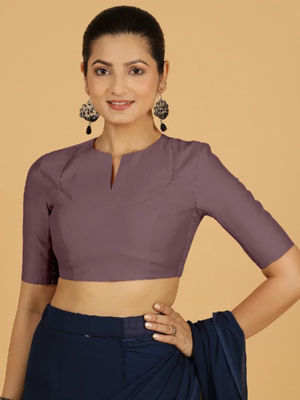 Karishma x Rozaana | Elbow Sleeves Saree Blouse in Purple Mauve