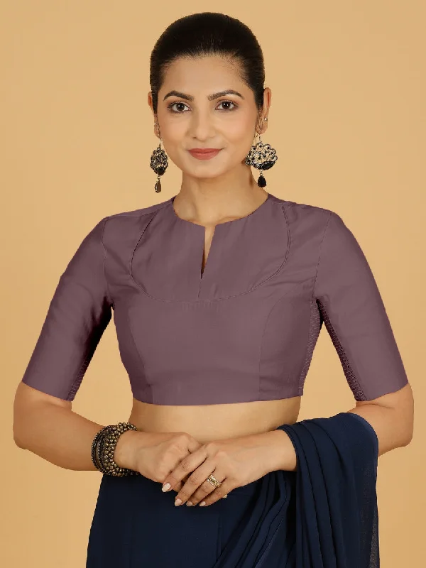 Karishma x Rozaana | Elbow Sleeves Saree Blouse in Purple Mauve